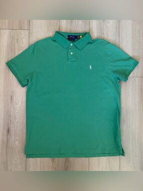 Polo Ralph Lauren Men’s Custom Slim Fit Green Cotton Polo Shirt